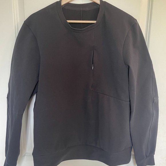 Lululemon Sojourn Long Sleeve Crew Neck Sweater Warpstreme, Men Size S, Black - Picture 7 of 8